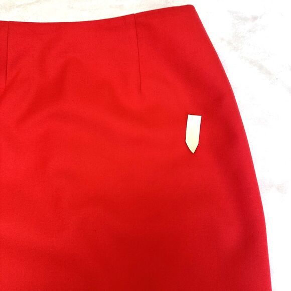 Eccoci Women's Scarlet Red Wool Knee Length Lined Pencil Skirt Sz 4 - Picture 6 of 15